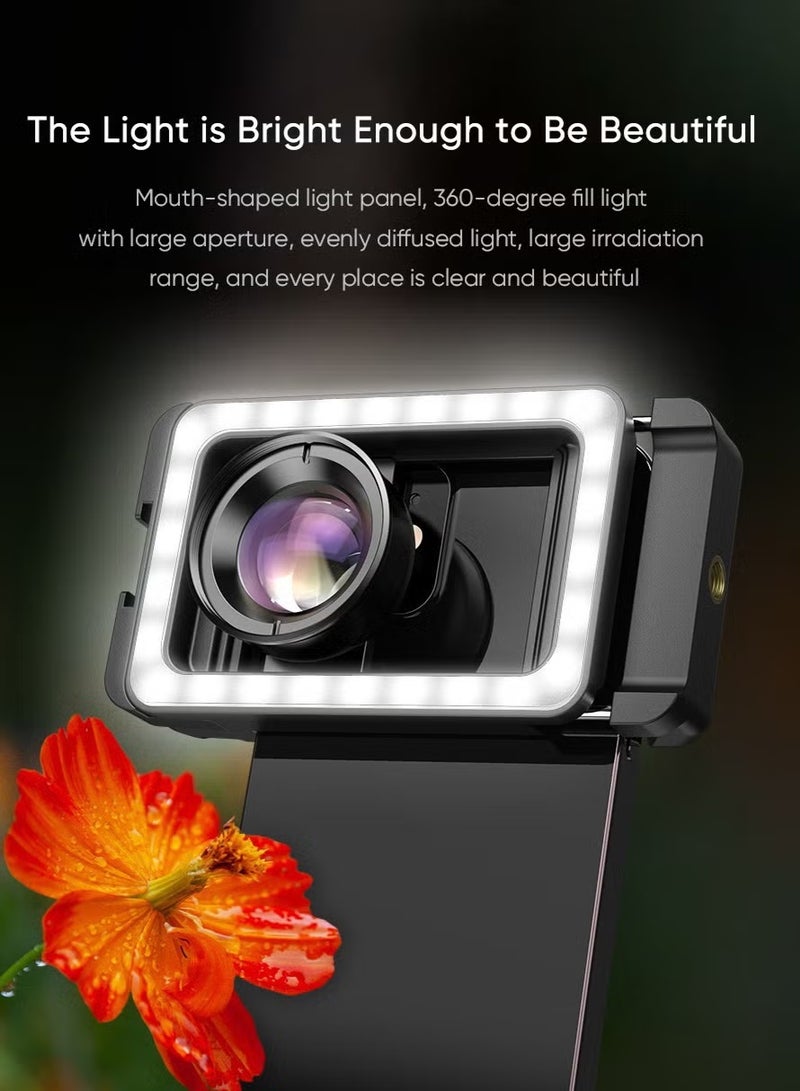 آبيكسل عدسة ماكرو جديدة مطورة 4k HD 100 مللي متر مع ضوء تعبئة LED عدسات صغيرة بمشبك عالمي لهواتف وسامسونج وجميع الهواتف الذكية - Image 5