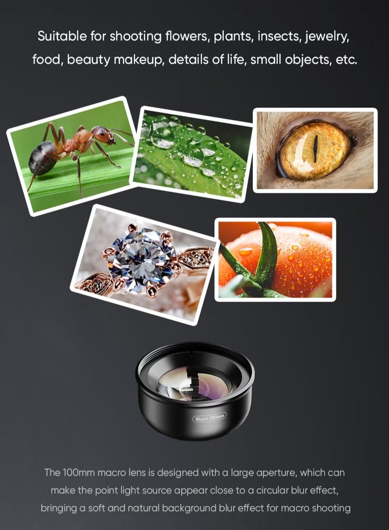 آبيكسل عدسة ماكرو جديدة مطورة 4k HD 100 مللي متر مع ضوء تعبئة LED عدسات صغيرة بمشبك عالمي لهواتف وسامسونج وجميع الهواتف الذكية - Image 2