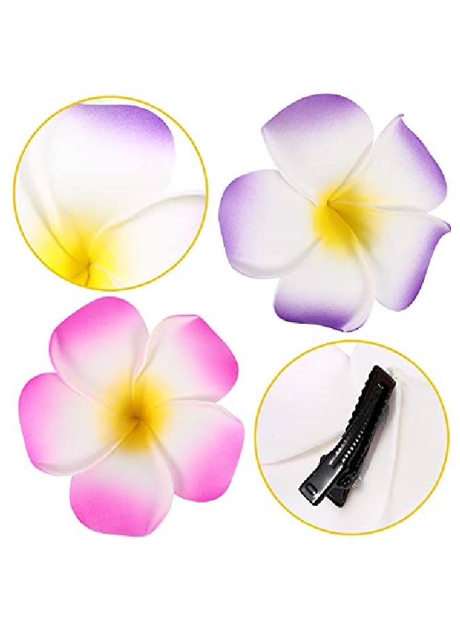 Amosfun 12 Pcs Hawaiian Plumeria Flower Hairpins Hair Clip Bridal Barrette Hairclip Hair Accessory For Tropical Beach Party Wedding Event Decoration(9Cm Mixed Color) - Image 3