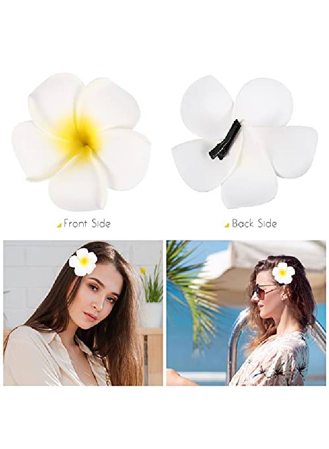 Amosfun 12 Pcs Hawaiian Plumeria Flower Hairpins Hair Clip Bridal Barrette Hairclip Hair Accessory For Tropical Beach Party Wedding Event Decoration(9Cm Mixed Color) - Image 4