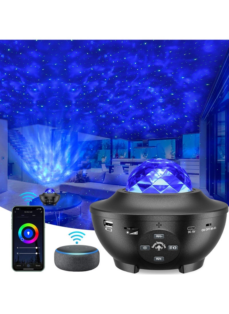 Baytion LED Star Light Projector –  Starry Night Galaxy Light with Rotating Ocean Wave Effects, Built-In Bluetooth Speaker, Remote Control  Timer – Soothing Music  Color Changing Projector Lamp for Kids Room, Bedroom, Living Room  Party Decoration - Image 1