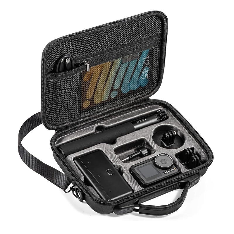 Careflection Storage Box for DJI OSMO Action 3 / DJI Action 4 Adventure Combo Water Proof Carry Case Shock Proof Action Camera, Hub Perfect Fit Bag : Protective Travel with Carabiner+Lanyard Ropes+Shoulder Straps - Image 2