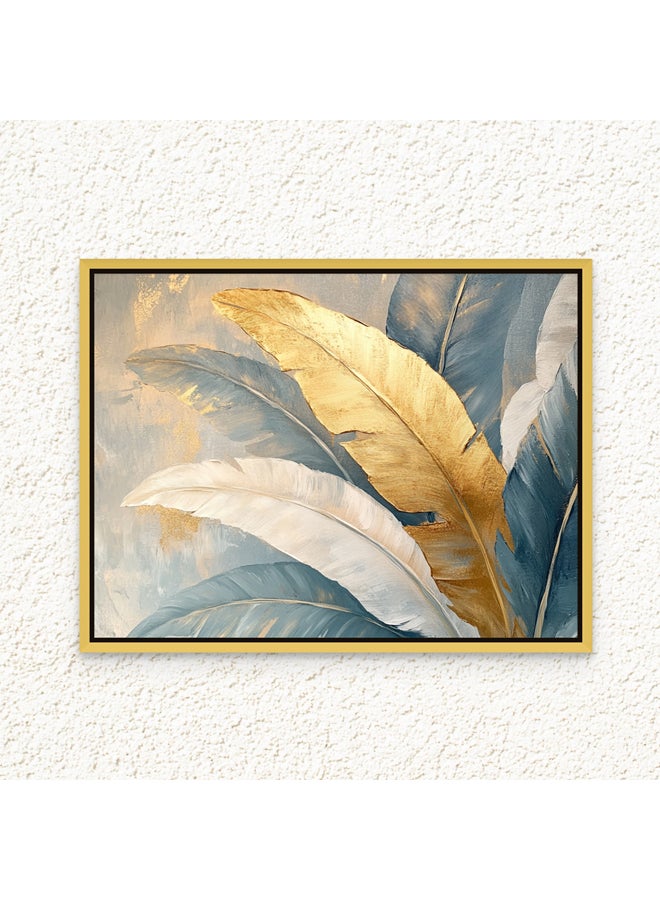 Art Decor Framed Canvas Wall Art of Abstract Feathers Artwork Modern Art with Gold Accent Elegant Feather Art Print Landscape Wall Decor for Office Living Room Bedroom Gifting - Image 1