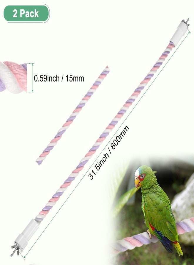 M METERXITY 2-Pack Rope Perches for Bird Cages, 31.5 in Length Comfort Grip Flexible Rope Perch Beak & Paw Grinding for Parrots/Cockatiels/Parakeets, Bird Platform Sand [Pink Purple] - Image 3