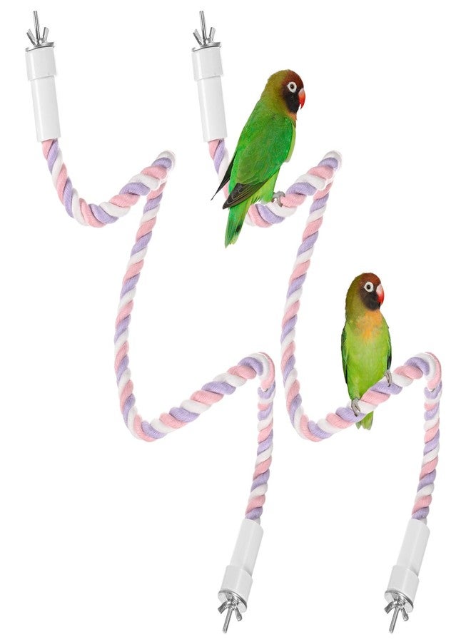 M METERXITY 2-Pack Rope Perches for Bird Cages, 31.5 in Length Comfort Grip Flexible Rope Perch Beak & Paw Grinding for Parrots/Cockatiels/Parakeets, Bird Platform Sand [Pink Purple] - Image 1