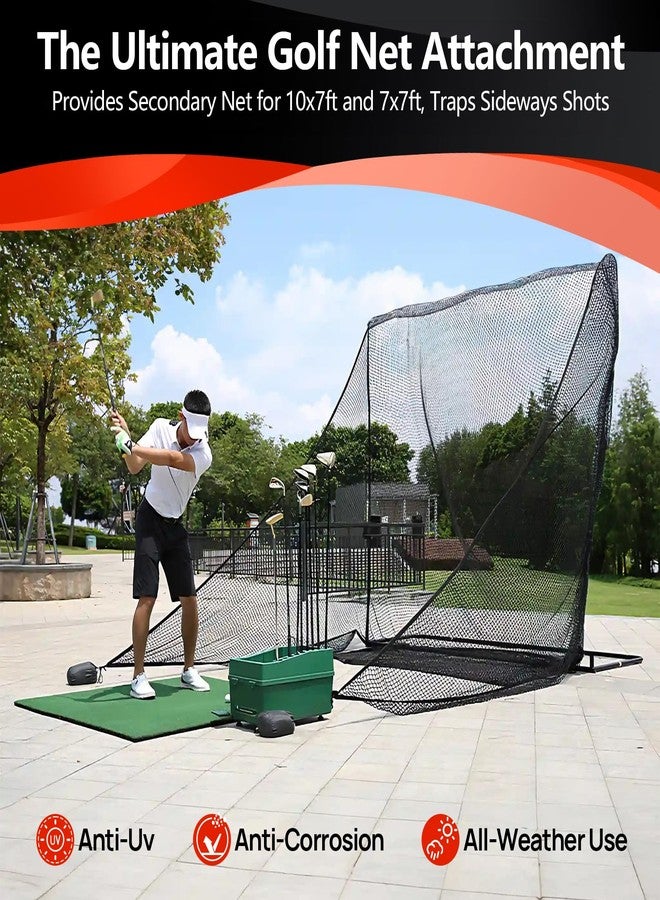 ParPeak Golf Hitting Nets Attachment, 7 * 10FT Heavy Duty Side Nets Barrier Netting for Golf, Baseball, Hockey with Sandbag(Black-1Pack) - Image 3