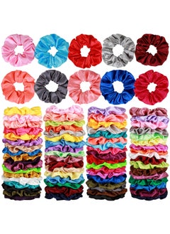 NEW LIVE 80 Pcs Silk Satin Hair Scrunchies 40 color Hair Bobbles Ponytail Holder Hair Accessories Scrunchy Solid Color Hair Ties 