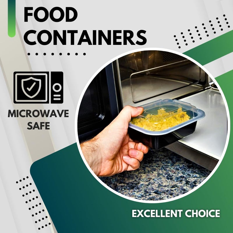 Green Direct Lunch Box Sets/Large Food Container with Lid / 2 Compartment Bento Box  Microwaveable  Freezer & Dishwasher Safe  Leak Proof  10 Pack - Image 4