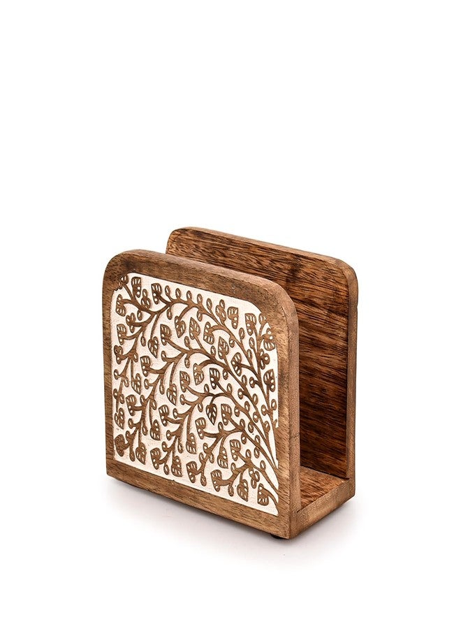 Kaizen Casa Napkin Holders Mango Wood Napkin Holder for Kitchen Dining Room Table Decor, Upright Paper Napkin Storage Dispenser House, Party, Restaurant (5.5" X 2.5" X 4") - Image 1