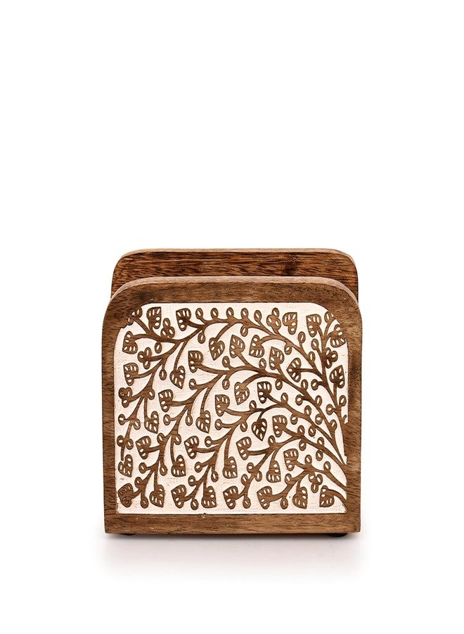 Kaizen Casa Napkin Holders Mango Wood Napkin Holder for Kitchen Dining Room Table Decor, Upright Paper Napkin Storage Dispenser House, Party, Restaurant (5.5" X 2.5" X 4") - Image 2