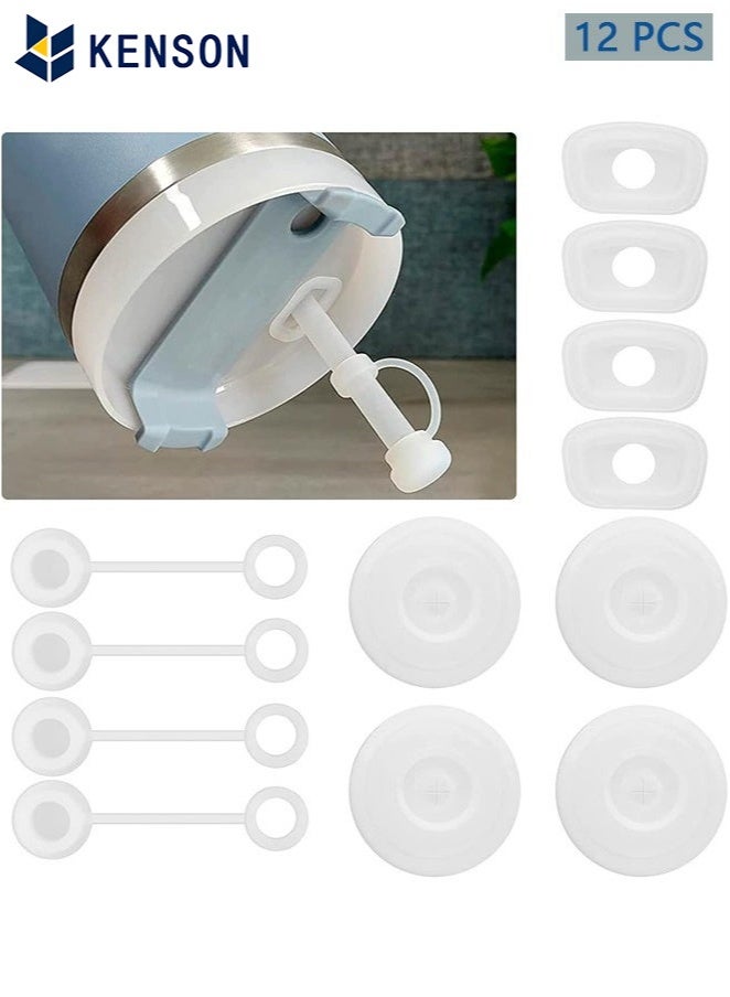 كِينْسُون سدادة سيليكون مقاومة للانسكاب 4 مجموعات ، غطاء قش متوافق مع كوب ستانلي 1.0 إصدار 40 أونصة / 30 أونصة ، ملحقات بهلوان ، تتضمن 4 غطاء غطاء من القش ، 4 سدادات انسكاب مربعة و 4 سدادة تسرب مستديرة - Image 1