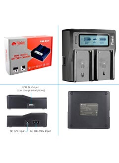 DMK Power DMK Power DC-01 BP-U30 LCD Dual Battery Charger Compatible With Sony PMW100 PMW150 PMW160 PMW200 PMW300 PMWEX1 PMW EX1R PMW EX3 PMW EX160 etc  - Image 2