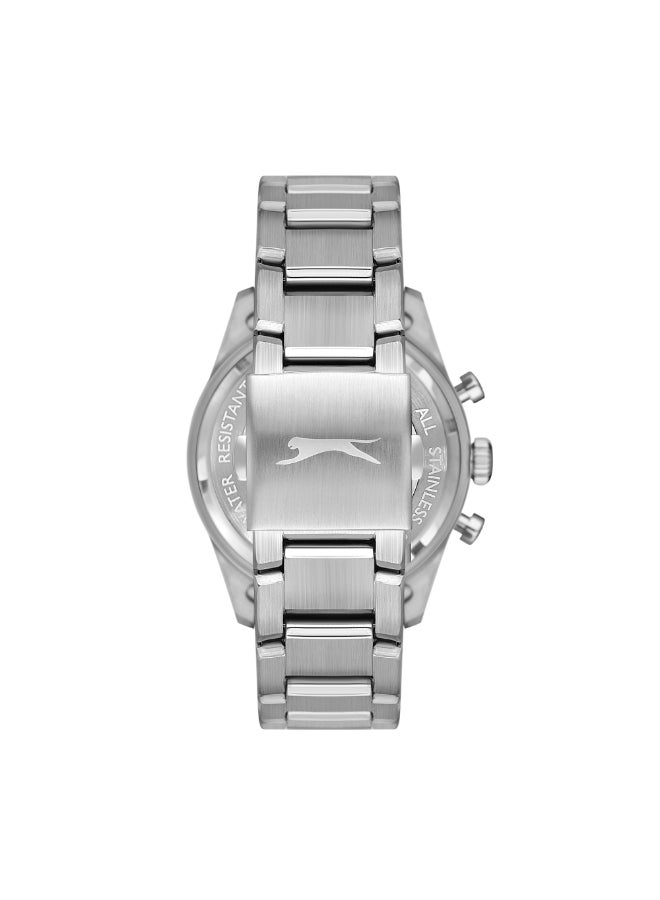 سلازنجر ساعة رجالية متعددة الوظائف بسوار معدني فضي - Image 3