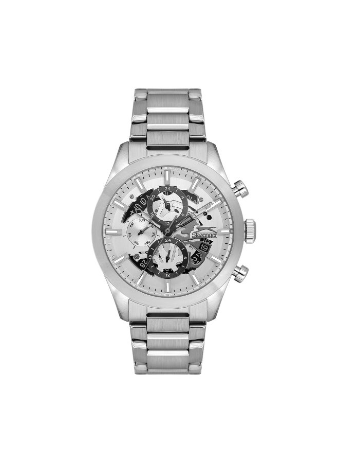 سلازنجر ساعة رجالية متعددة الوظائف بسوار معدني فضي - Image 1