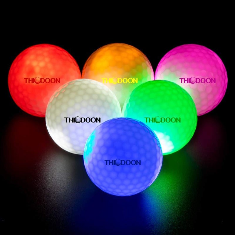 THIODOON Glow in The Dark Golf Balls with 7 Colors Keep Changing and Timer Resets Every Striking Light up LED Glowing Golf Balls 48 Hours Battery Life for Night Golfing - Image 1