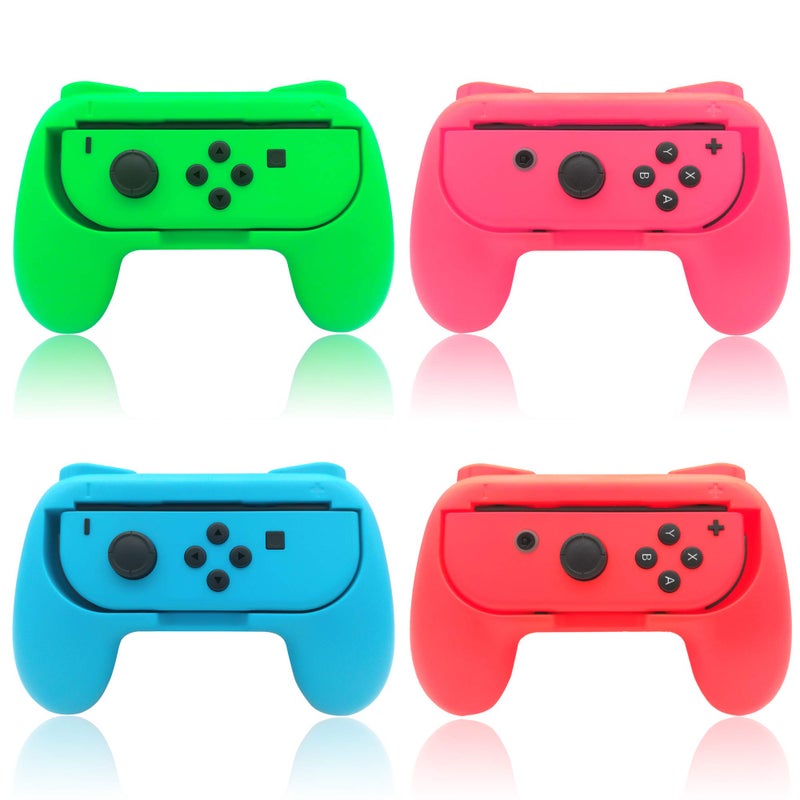 FYOUNG Hand Grips for Switch and Switch OLED JoyCons, FYOUNG Hand Grips Controllers for Switch Joy Cons and Switch OLED Model 2021 (4 Pack)(Red-Blue-Green-Pink) - Image 1