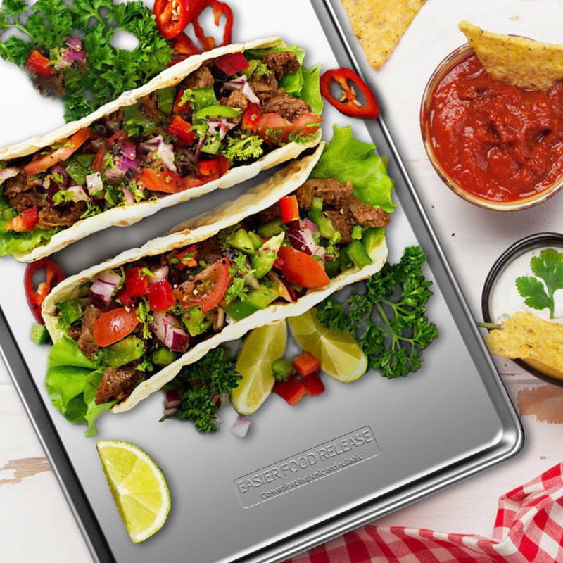 GIUOIDUO Commercial Quality Baking Sheet Pan Set, Natural Stainless Steel Cookie Sheet, Warp Resistant Nonstick Baker's Half Sheet Pan, Large Thick Cookie Tray Pans for Baking, Roasting(2 Pack, 18X13Inch) - Image 5