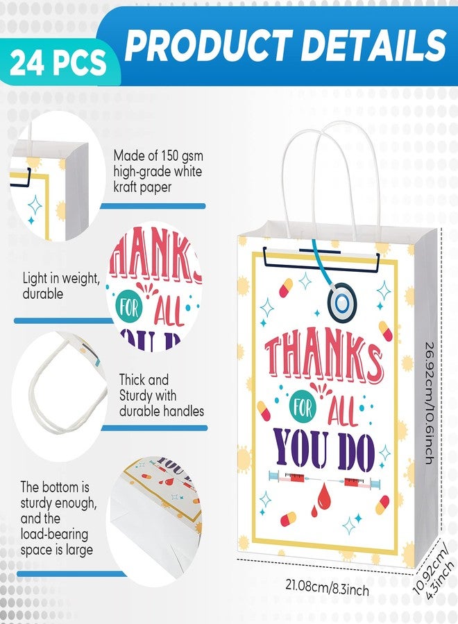 Zonon 24 Pcs Nurse Gift Bags Bulk Large Thank You Nurses Bags 10.6x8.3x4.3'' for RN CNA LPN Medical Graduation Appreciation Thank You Party Supplies(Stylish Style - Image 2