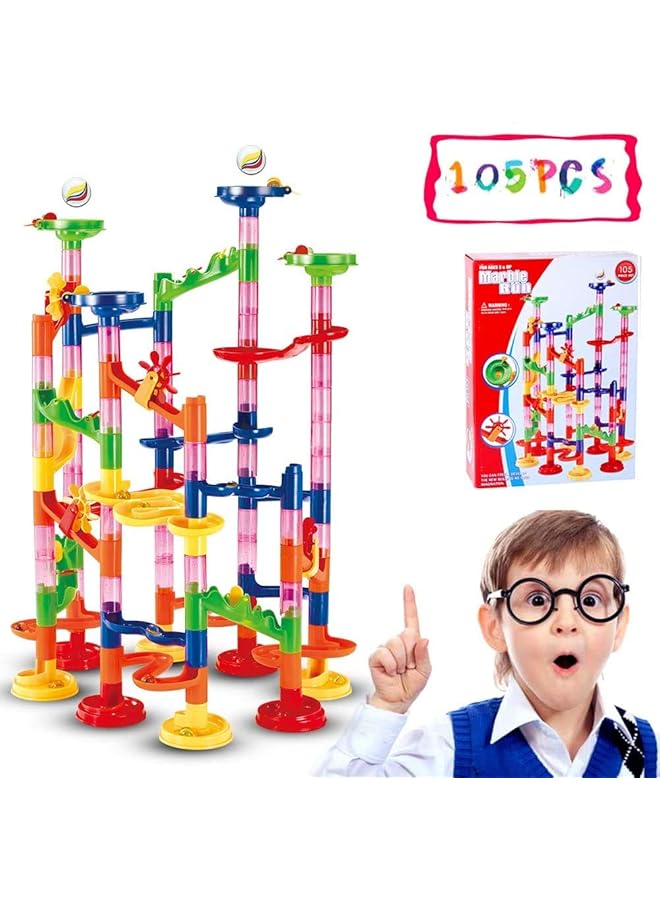 Mumoo Bear Marble Run Railway Toy Diy Building Blocks Marble Runs Coaster Railway Construction Marble Game For 3 4 5 6+ Years Old Boys Girls Kids Toy - Image 1