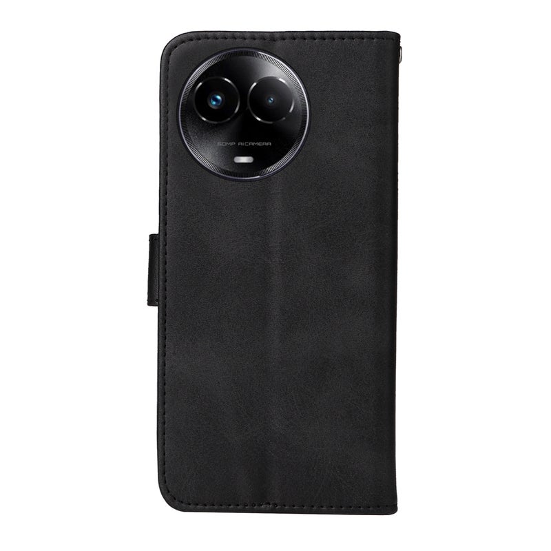 HuHa Case Cover For Realme C67 Global / 11 5G Taiwan Version Classic Calf Texture Flip Leather Phone Case(Black) - Image 3