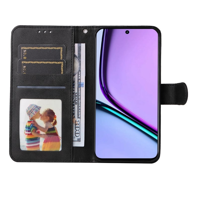 HuHa Case Cover For Realme C67 Global / 11 5G Taiwan Version Classic Calf Texture Flip Leather Phone Case(Black) - Image 4