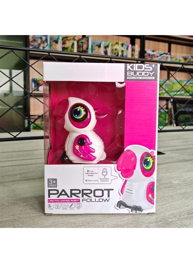 Soofam Innovative Parrot Induction Line Following Robot Toy, LED Light Education Interactive STEM Toy, Children Draw Black Lines to Track Automatically Toy (Red) - Image 5