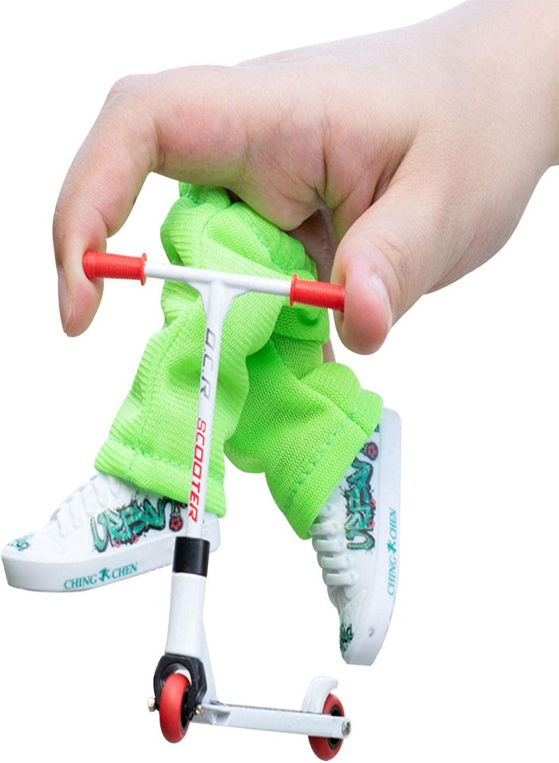 GGOOT Mini Finger Toys Finger Scooter Set - Metal Finger Scooter Set | Alloy Mini Finger Scooter Fingerboard With Shoes, Pants And Mini Scooters Accessories Grip And Tricks Finger Scooter For Skateboarder - Image 1