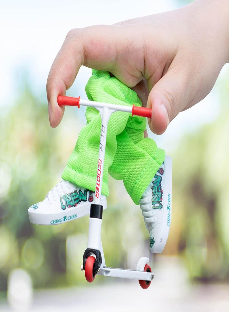 GGOOT Mini Finger Toys Finger Scooter Set - Metal Finger Scooter Set | Alloy Mini Finger Scooter Fingerboard With Shoes, Pants And Mini Scooters Accessories Grip And Tricks Finger Scooter For Skateboarder - Image 3