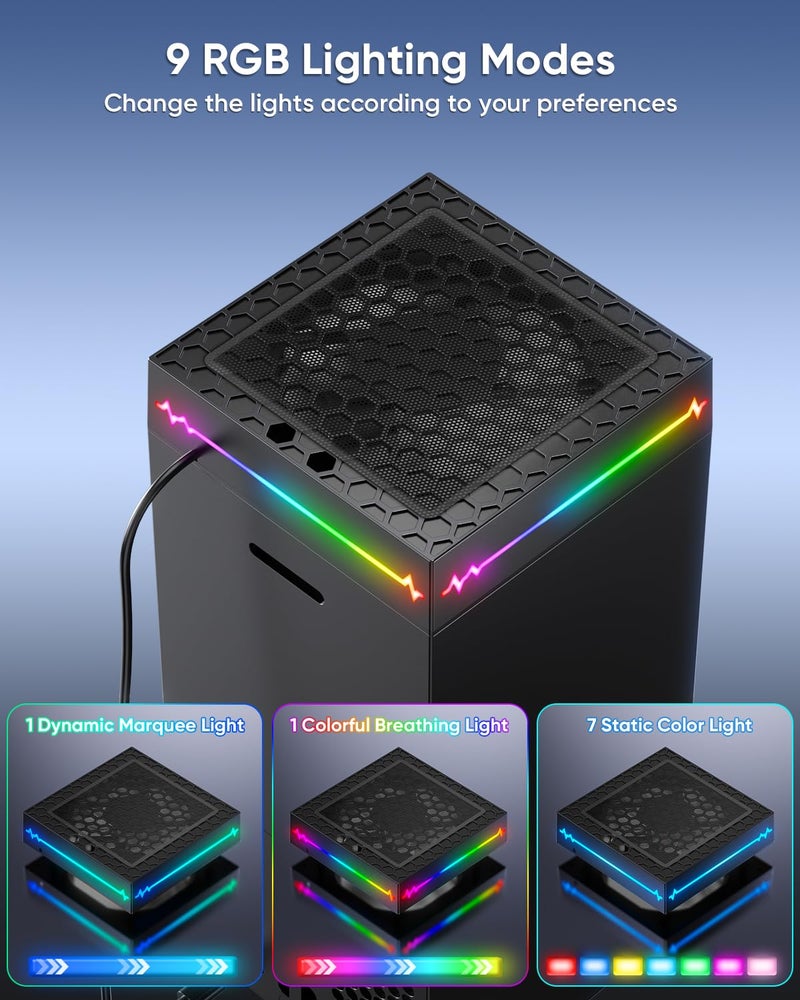 KOVA [LED Display] - Auto Cooling Fan for Xbox Series X with 9 RGB Light Modes, Cooling System Adjustable by Temperature with 4 Gears for Xbox Series X Console, Cooler & Light Switch, Headset Hook,USB Port - Image 5