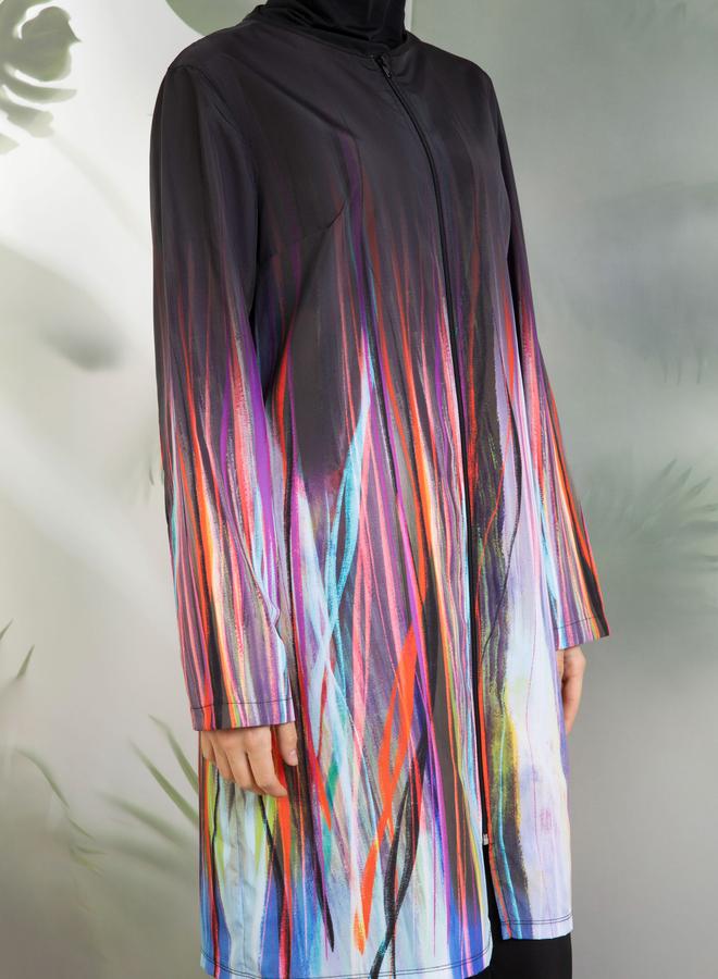 مايو بيلا من مودانيسا بطبعة متدرجة أمامية بسحاب بوركيني - Image 3