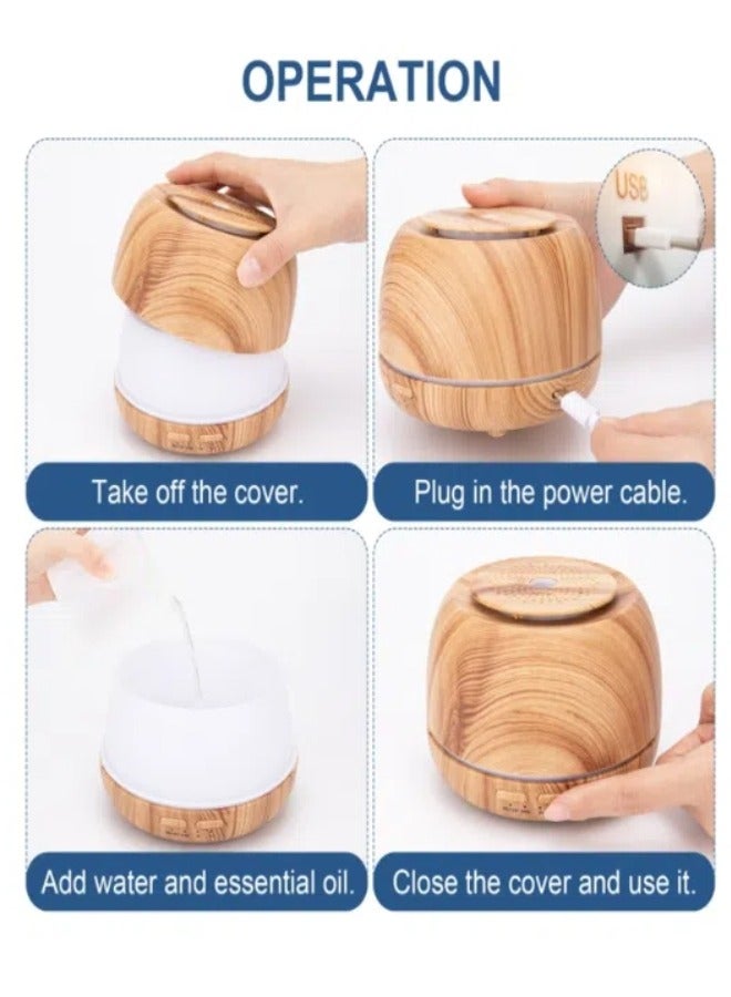 Mini 300ml ultrasonic atomization cold mist aromatherapy humidifier • USB car aromatherapy light • Dark wood grain color+Remote control - Image 3