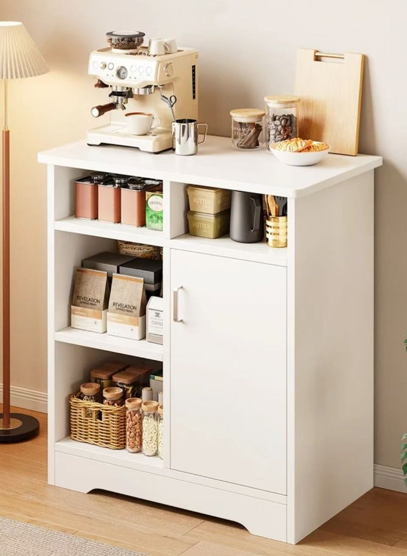 Generic Kitchen Storage Cabinet Wooden Storage Rack Coffee Cabinet with 4 Open Shelves and 1 Cabinet Door Storage Small Sideboard Cabinet Kitchen Organizer for Home Office  - Image 1