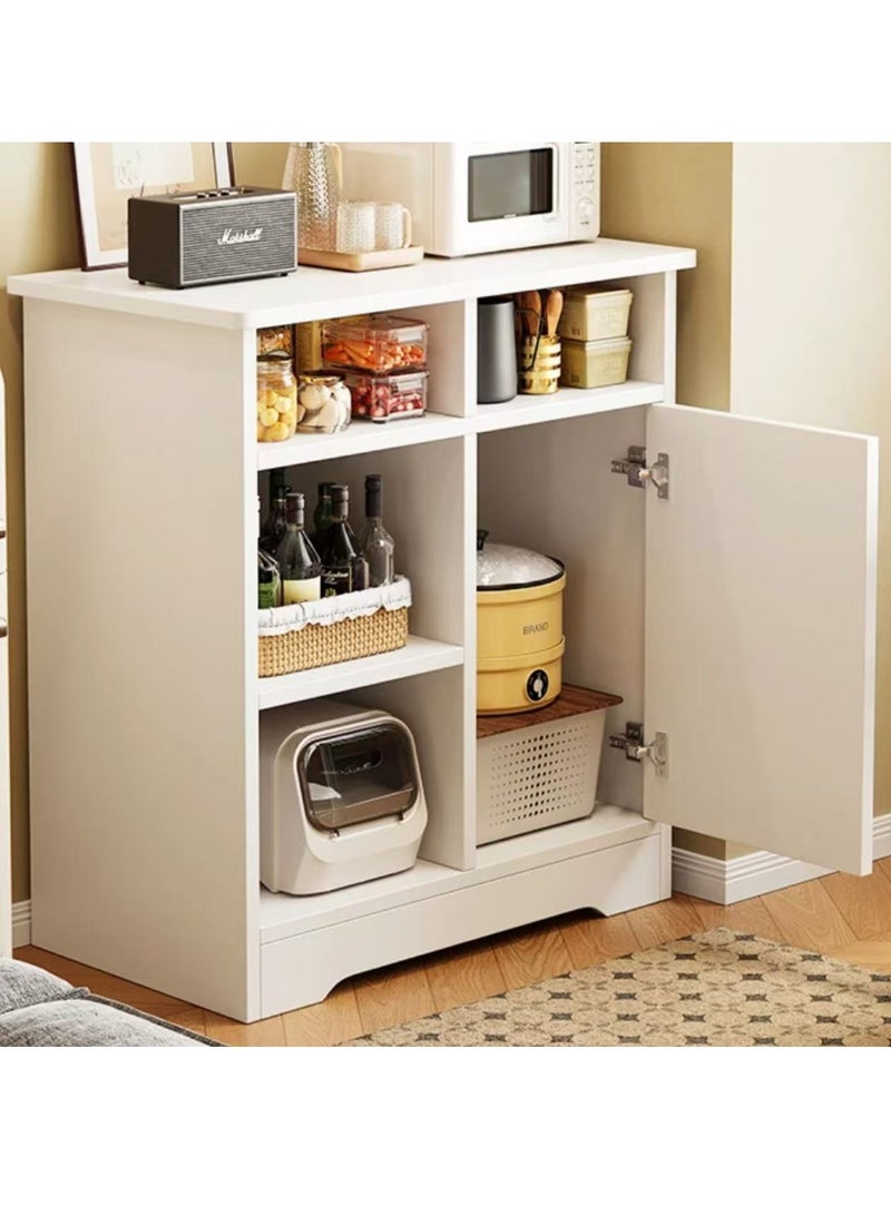 Generic Kitchen Storage Cabinet Wooden Storage Rack Coffee Cabinet with 4 Open Shelves and 1 Cabinet Door Storage Small Sideboard Cabinet Kitchen Organizer for Home Office  - Image 3