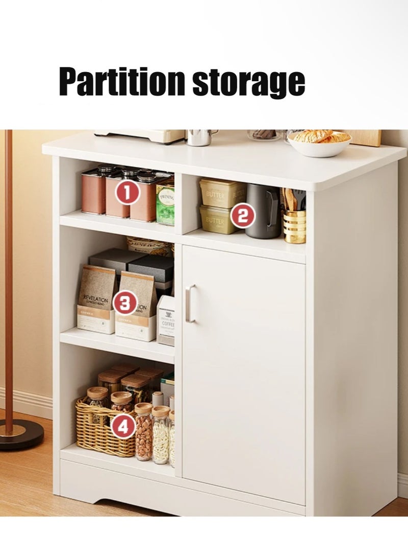 Generic Kitchen Storage Cabinet Wooden Storage Rack Coffee Cabinet with 4 Open Shelves and 1 Cabinet Door Storage Small Sideboard Cabinet Kitchen Organizer for Home Office  - Image 4