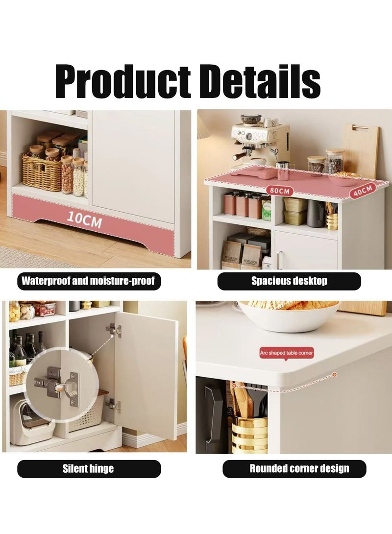 Generic Kitchen Storage Cabinet Wooden Storage Rack Coffee Cabinet with 4 Open Shelves and 1 Cabinet Door Storage Small Sideboard Cabinet Kitchen Organizer for Home Office  - Image 5