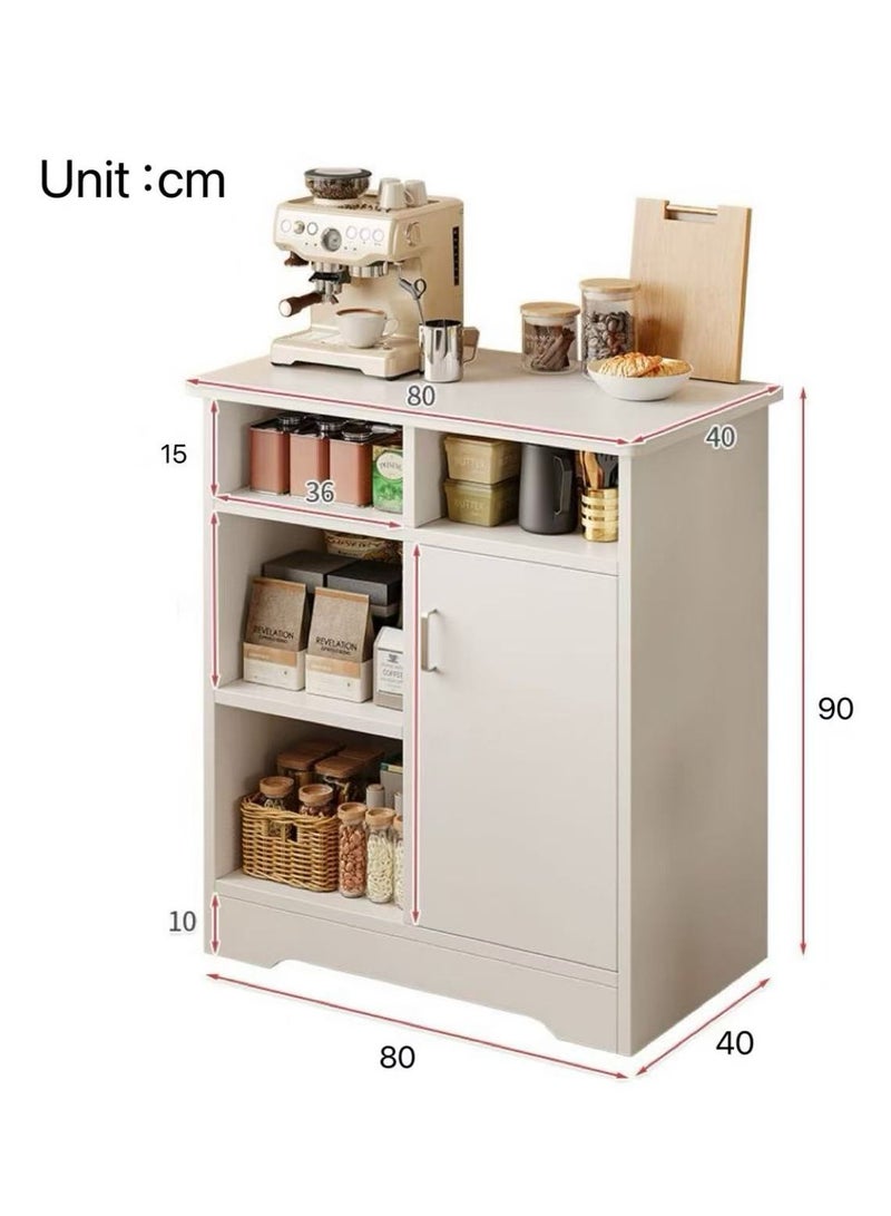 Generic Kitchen Storage Cabinet Wooden Storage Rack Coffee Cabinet with 4 Open Shelves and 1 Cabinet Door Storage Small Sideboard Cabinet Kitchen Organizer for Home Office  - Image 2