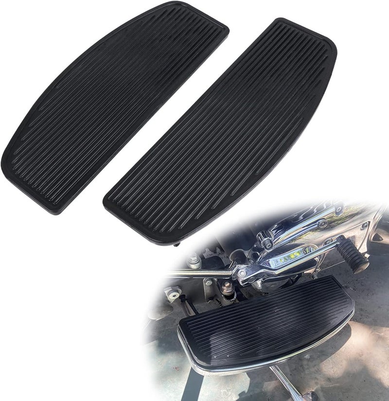 AUFER 2Pcs Motorcycle Front Driver Rider Inserts Floorboards Foot Peg Footrest Footboards Compatible With For Touring Electra Glide Road Glide Road King Softail (Black) - Image 1