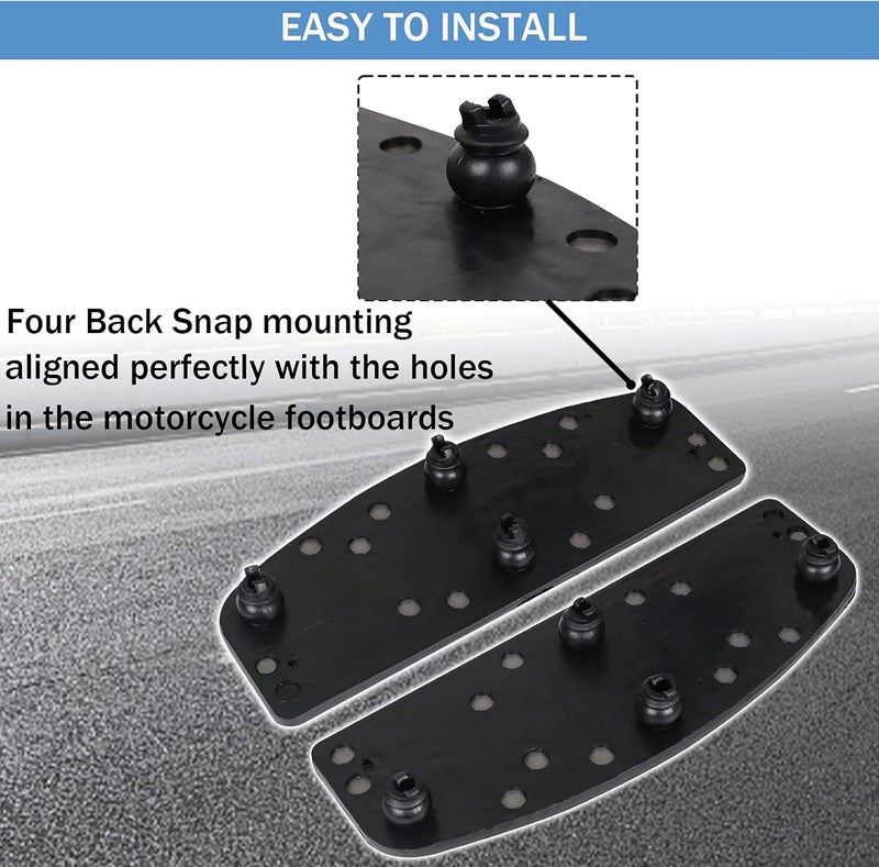 AUFER 2Pcs Motorcycle Front Driver Rider Inserts Floorboards Foot Peg Footrest Footboards Compatible With For Touring Electra Glide Road Glide Road King Softail (Black) - Image 5