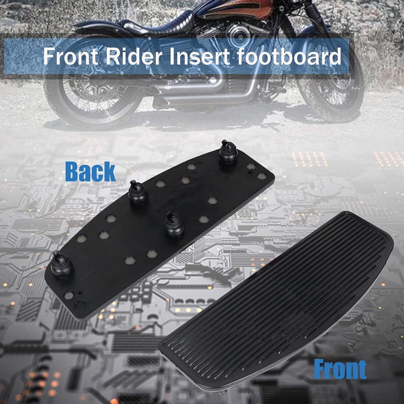 AUFER 2Pcs Motorcycle Front Driver Rider Inserts Floorboards Foot Peg Footrest Footboards Compatible With For Touring Electra Glide Road Glide Road King Softail (Black) - Image 3