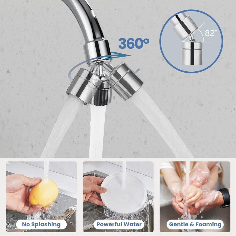 Airuida Wall Mount Kitchen Faucet With Sprayer Wall Mounted Kitchen Sink Faucet Double Cross Handles 360 Degree Swivel Spout Restaurant Mixer Tap Commercial 8 Inch Center Chrome Polish - Image 4