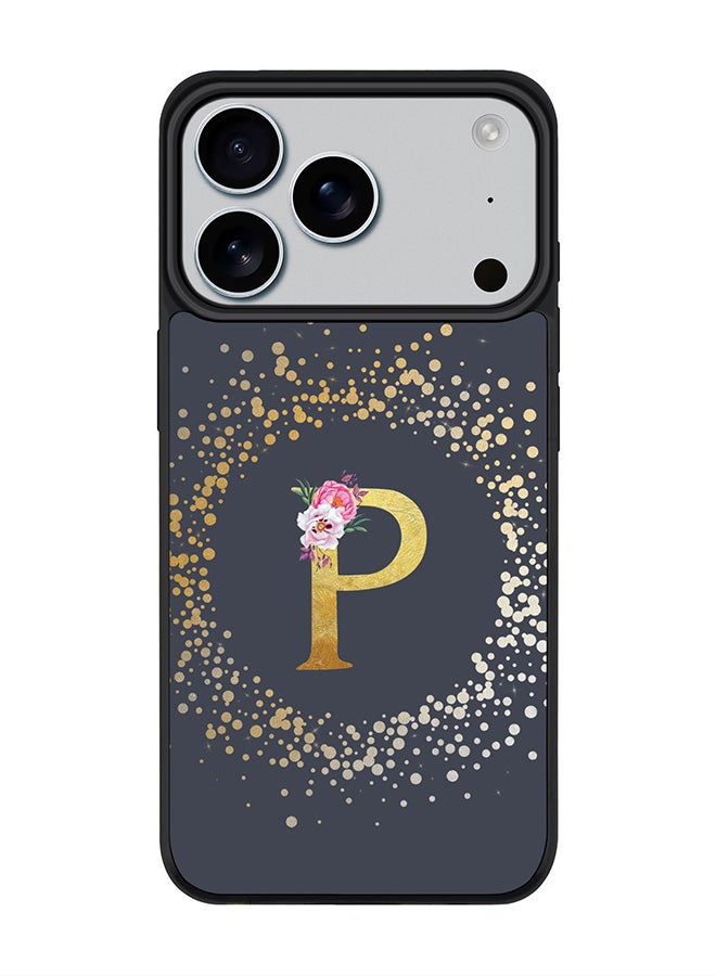Stylizedd iPhone 17 Pro Case, [Compatible with MagSafe] Slim Magnetic cover Phone Case iPhone 17 Pro -Custom Monogram Floral - P  (Grey ) - Image 1