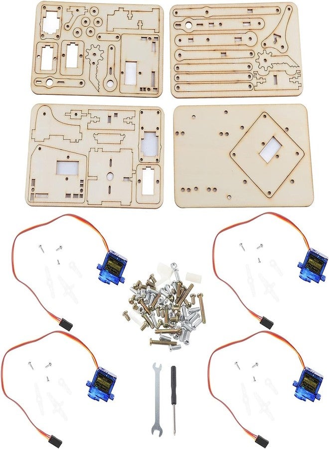 REES52 DIY Wooden Kit 4 DOF Robot Manipulator Arm Mechanical Arm Clamp Claw Kit (Sg90 Servo and board) - Image 2