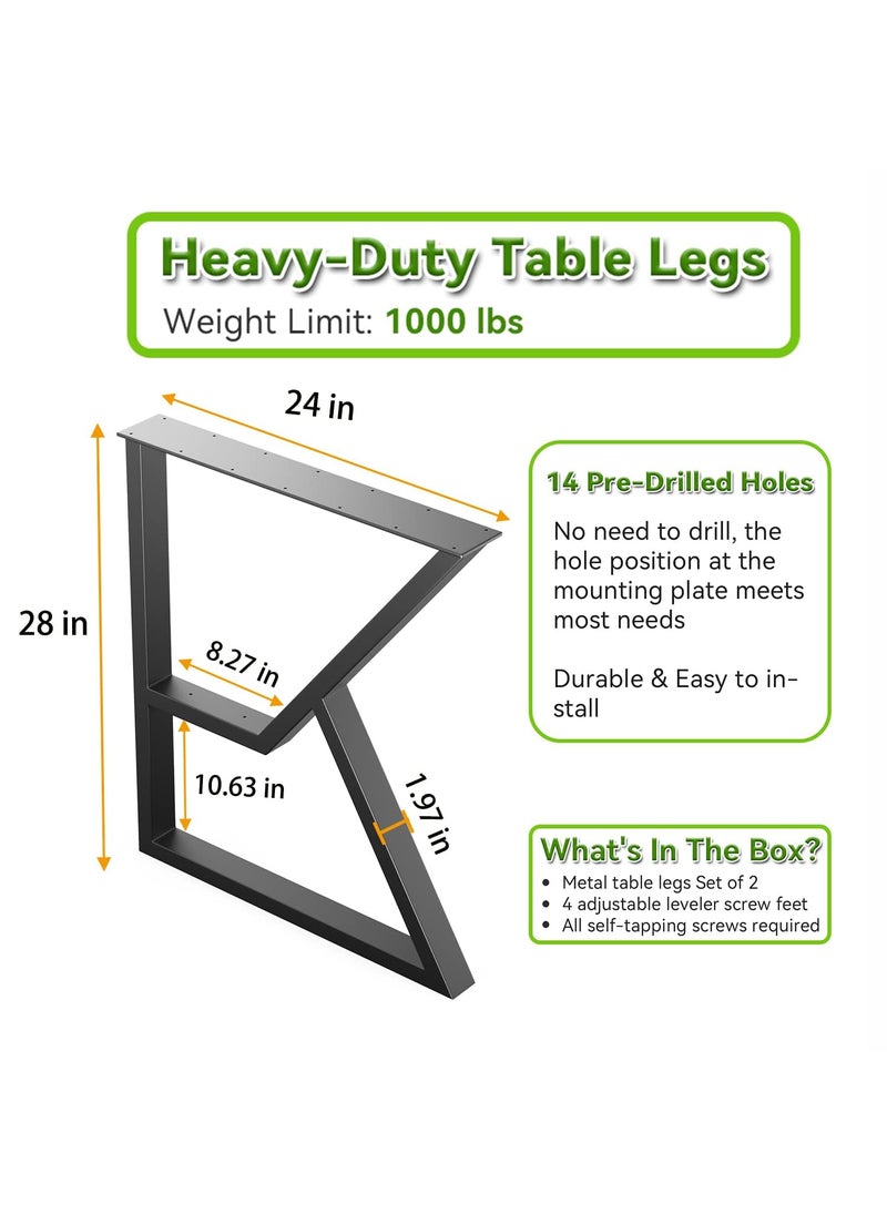Ventuos Ventuos Metal Table Legs 28 x 24Heavy Duty 2Tier KShape Desk Legs Heavy Duty Dining Table Legs Black Metal Legs for Office Desk Coffee Table Set of 2 Only Legs  - Image 5