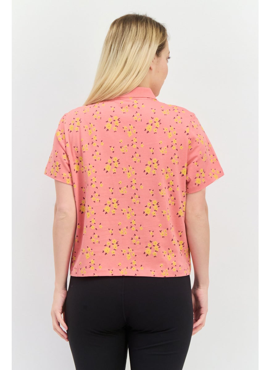 PUMA Women Sportswear Fit Allover Print Outdoors Polo Shirt, Dark Peach  - Image 3