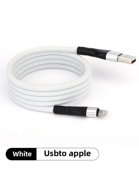 0W Car Usb Charging Cable Magnetic Flat PD Android Phone Flash 60wM Data Cable Ac For Huawei Typec-Colour:1m-Model:[white] For Apple/usb Interface 12w Fast Charging ★ Magnetic Absorption Without Tangling