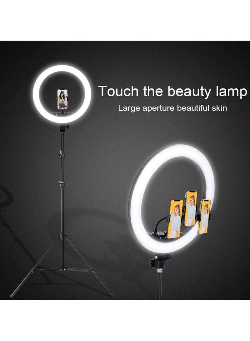 The New 18 inch  Beauty Make Up live Broadcast light Touch Button Three Position LED Ring Light Vlogging Photography And 2.1m Tripod Mount  - Image 4