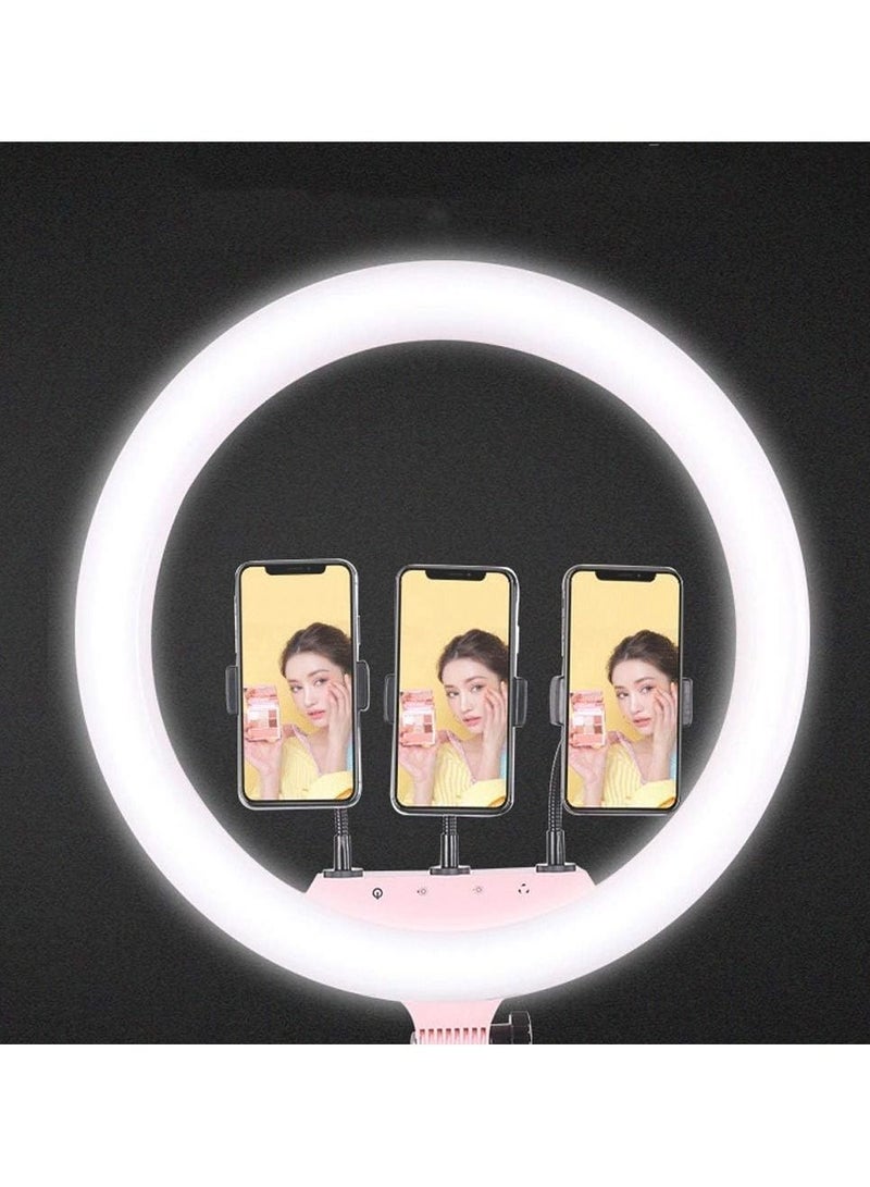 The New 18 inch  Beauty Make Up live Broadcast light Touch Button Three Position LED Ring Light Vlogging Photography And 2.1m Tripod Mount  - Image 1
