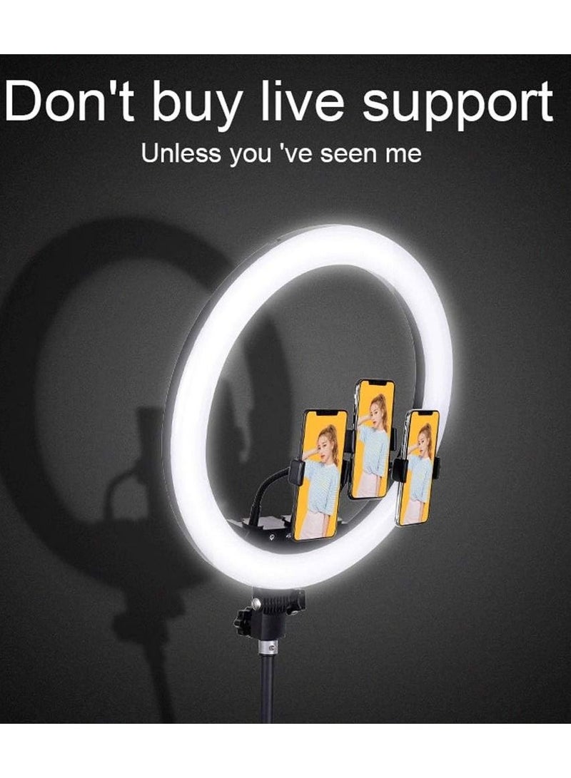 The New 18 inch  Beauty Make Up live Broadcast light Touch Button Three Position LED Ring Light Vlogging Photography And 2.1m Tripod Mount  - Image 2