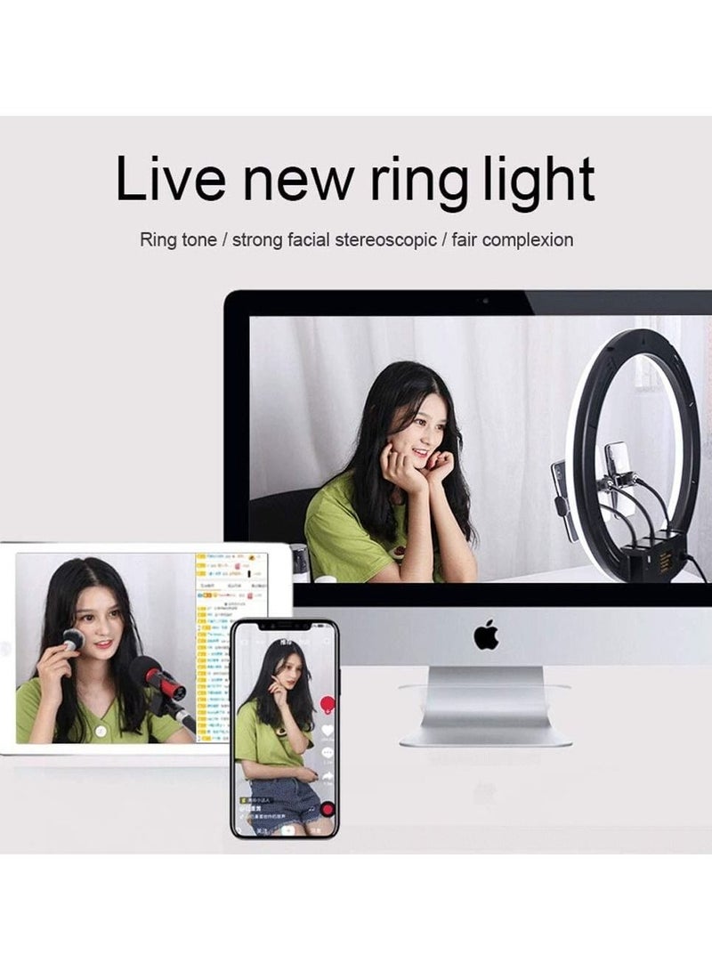 The New 18 inch  Beauty Make Up live Broadcast light Touch Button Three Position LED Ring Light Vlogging Photography And 2.1m Tripod Mount  - Image 3