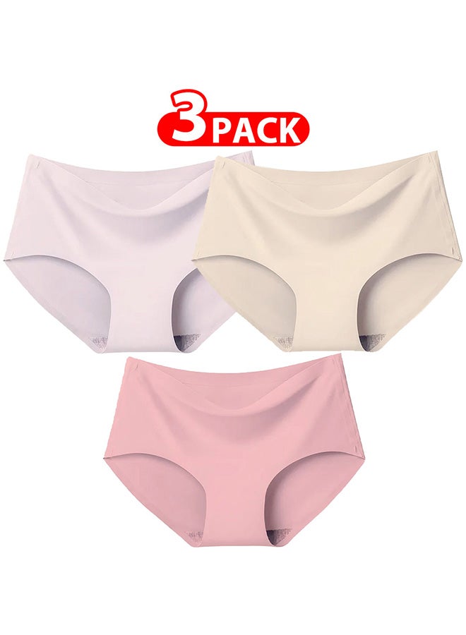3 Packs Women's XXL Size Underwear Silk Women Lingerie Seamless Women High Rise Underwear Multicolour/XXL(waist 72-80/Weight 70~75kg)